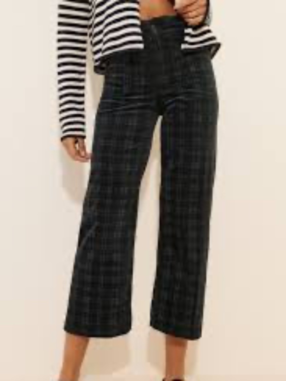 Anthropologie Maeve Colette corduroy wide leg pants plaid black size 26
